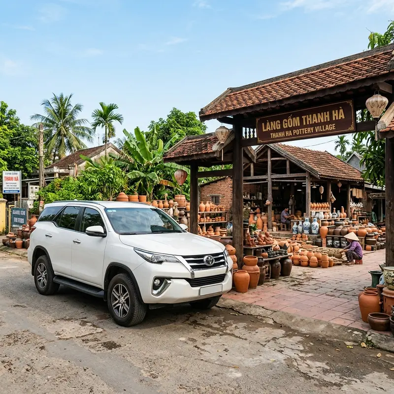Xe Faifo Express đưa khách đến Làng Gốm Thanh Hà Hội An