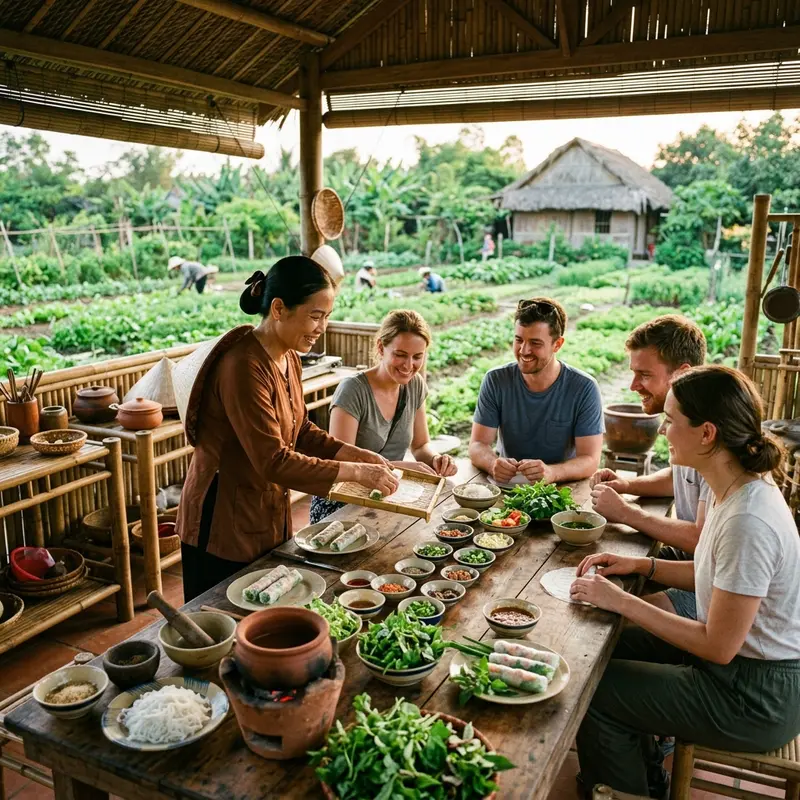 Lớp học nấu ăn Hội An tại làng rau Trà Quế