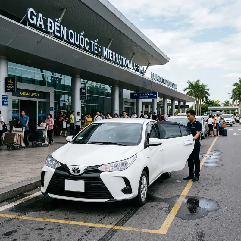 Xe Toyota Vios đón khách tại Sân bay quốc tế Đà Nẵng