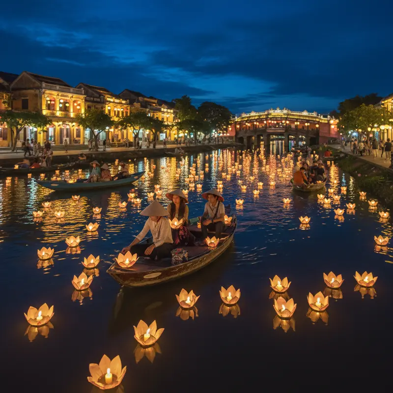 Thả Hoa Đăng Sông Hoài Hội An: Giá Vé, Kinh Nghiệm