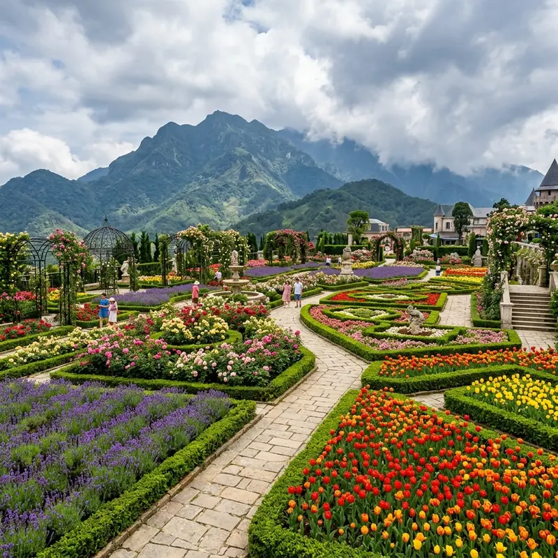 Vườn hoa Le Jardin D'Amour rực rỡ sắc màu tại Bà Nà Hills