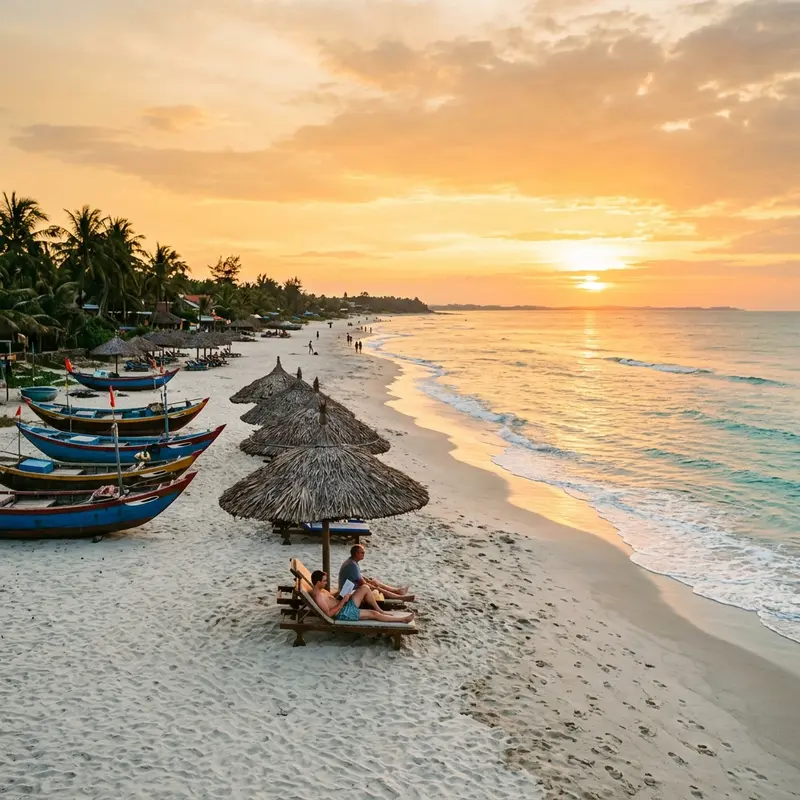Hoàng hôn tại bãi biển An Bằng Hội An nhìn từ resort