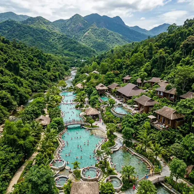 Thư giãn tại Công viên suối khoáng nóng Núi Thần Tài