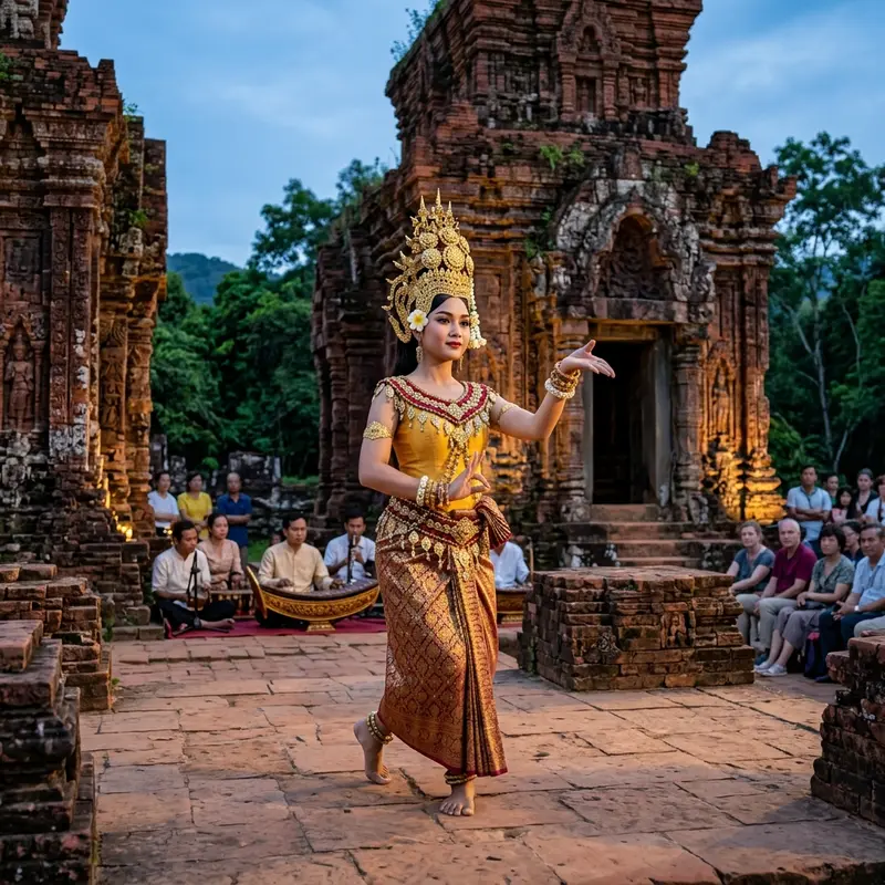 Vũ điệu Apsara của nghệ nhân tại Khu di tích Mỹ Sơn