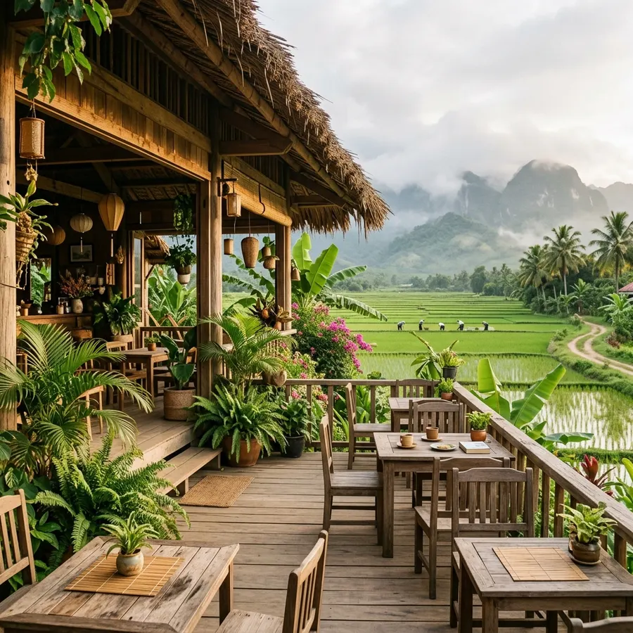 Quán cafe ruộng lúa ngoài ô Đà Nẵng
