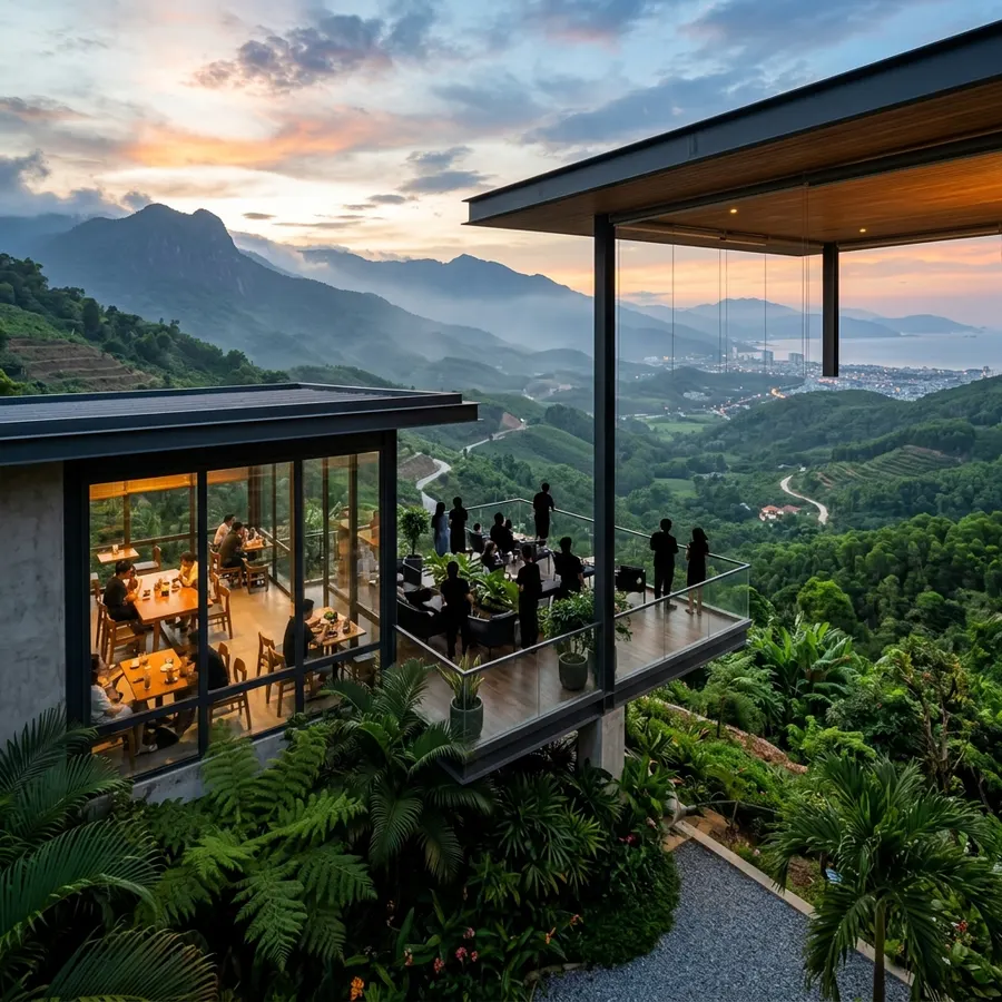 Cafe view núi view thung lũng Đà Nẵng