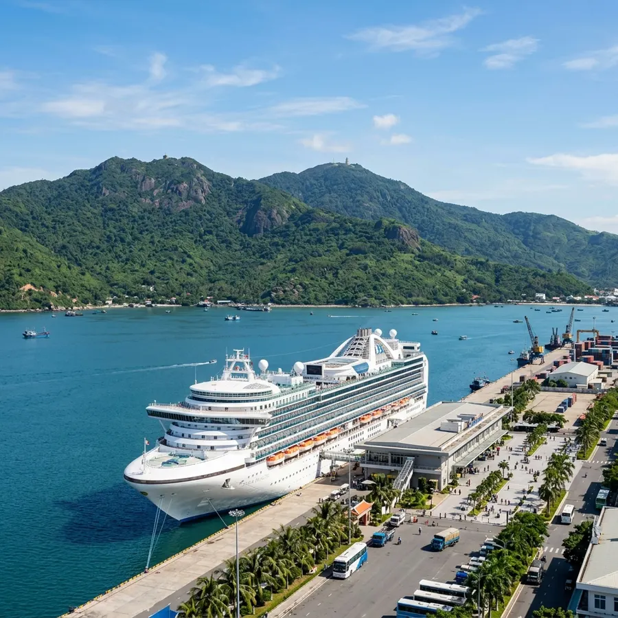 Cảng Tiên Sa đón tàu cruise nhìn từ xa