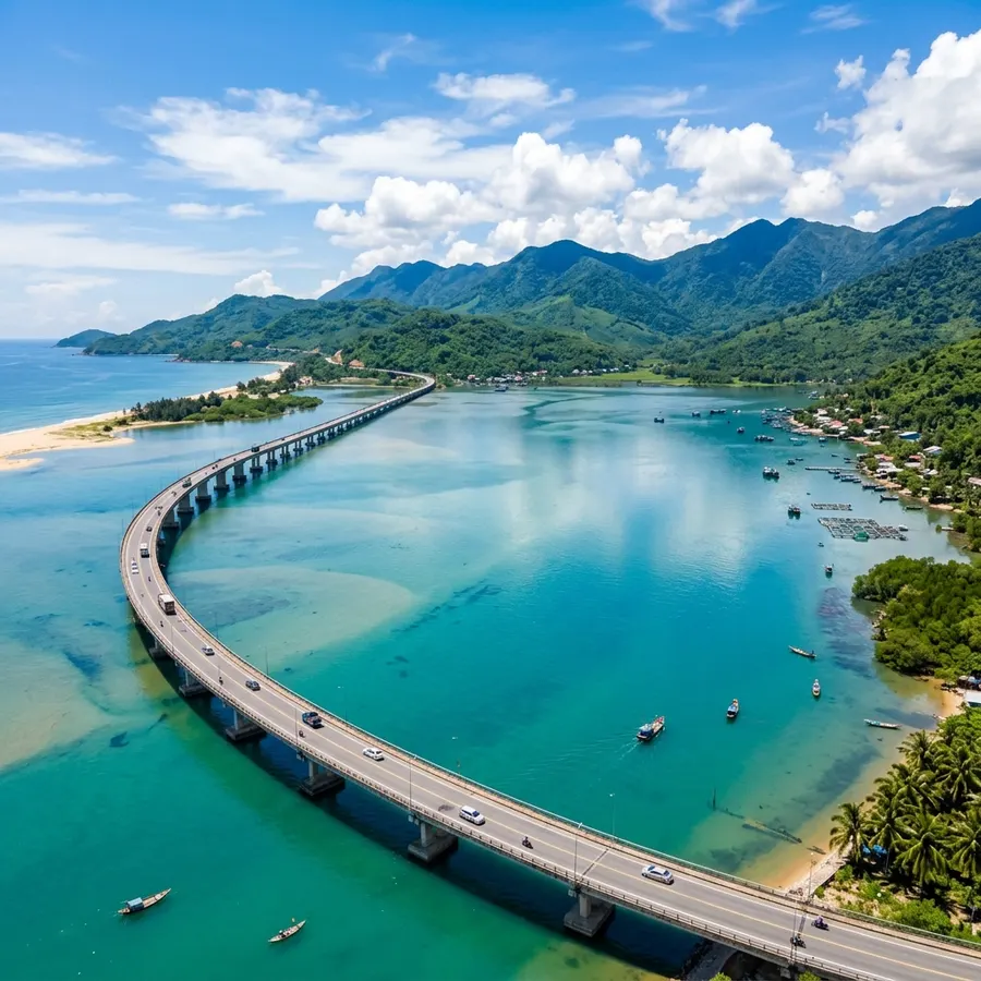 Cây cầu dài bắc qua đầm Láºp An tuyệt đẹp tại Lăng Cô