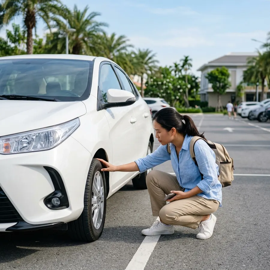 Kiểm tra ngoại thất xe trước khi nhận