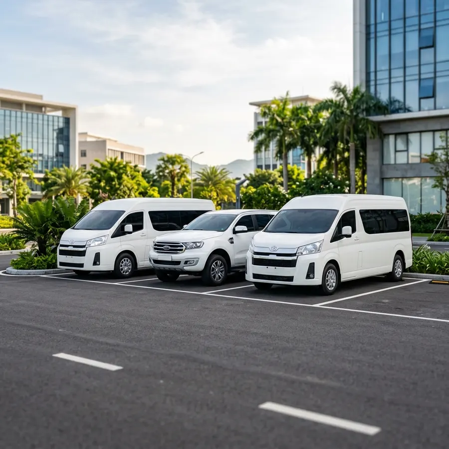 Đội xe Faifo Express xếp hàng chuyên nghiệp