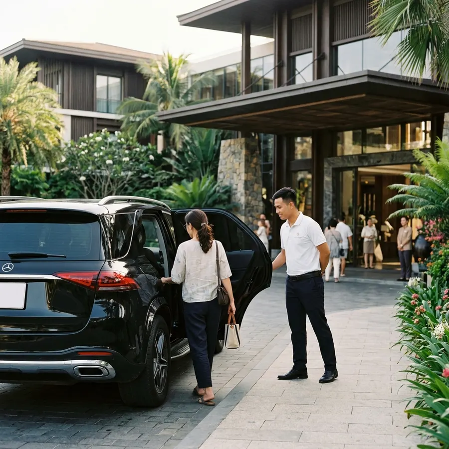 Tài xế mở cửa phục vụ chuyên nghiệp