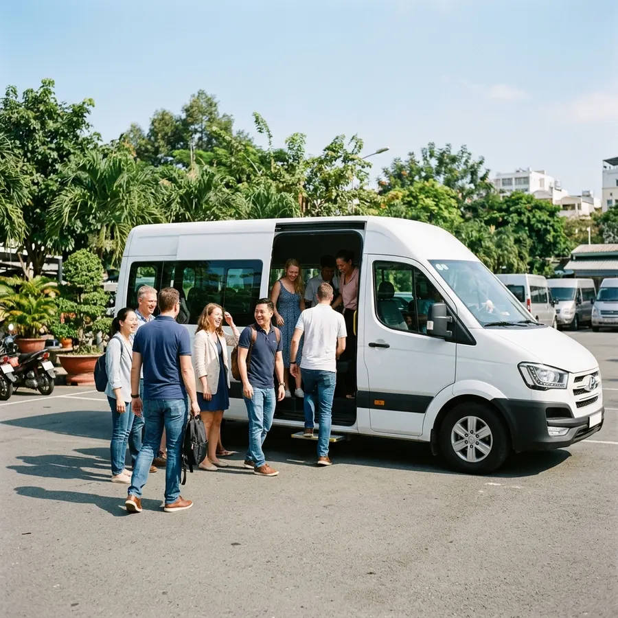 Nhóm lên xe van team building Đà Nẵng