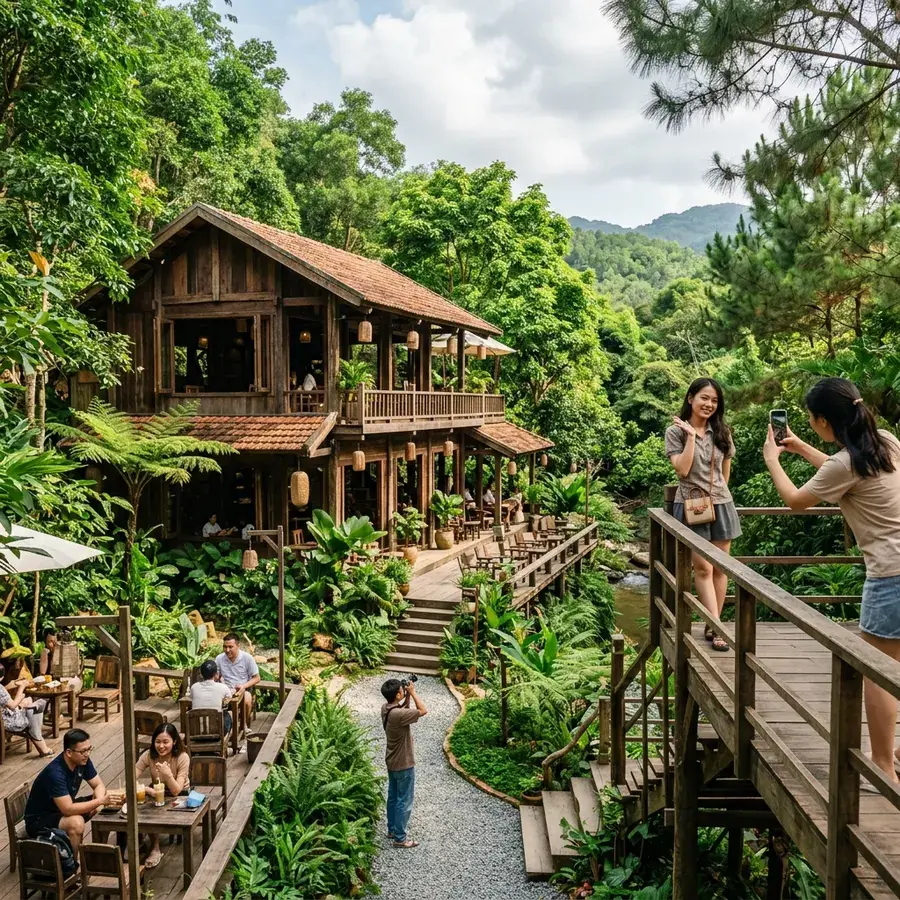 Quán cafe mộc mạc hòa mình vào thiên nhiên xanh mát ở ngoại ô