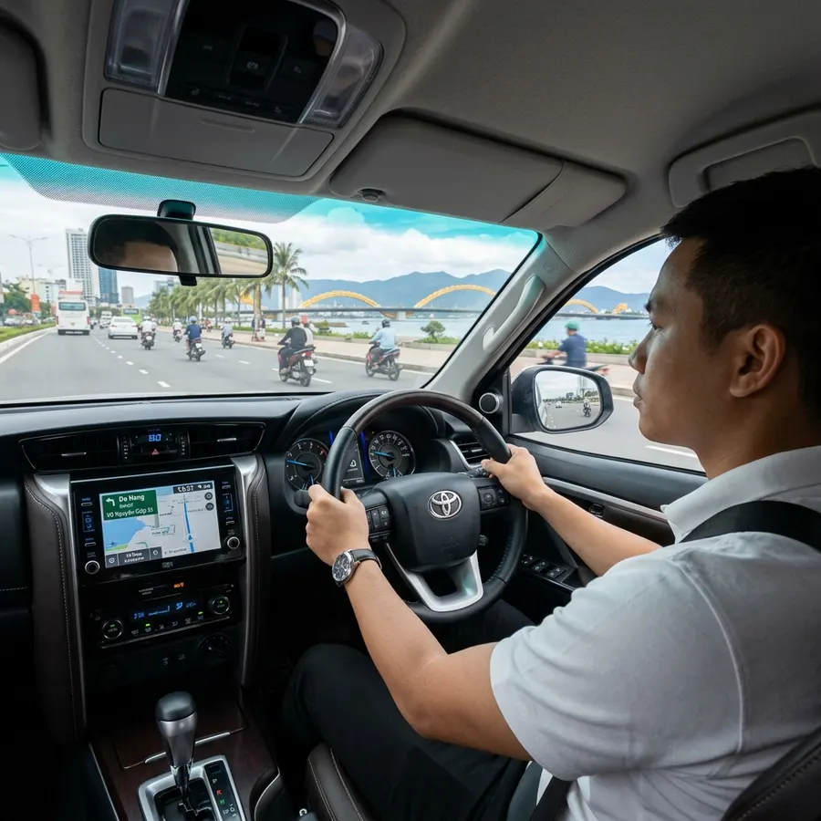 Tài xế chuyên nghiệp lái xe đưa đón