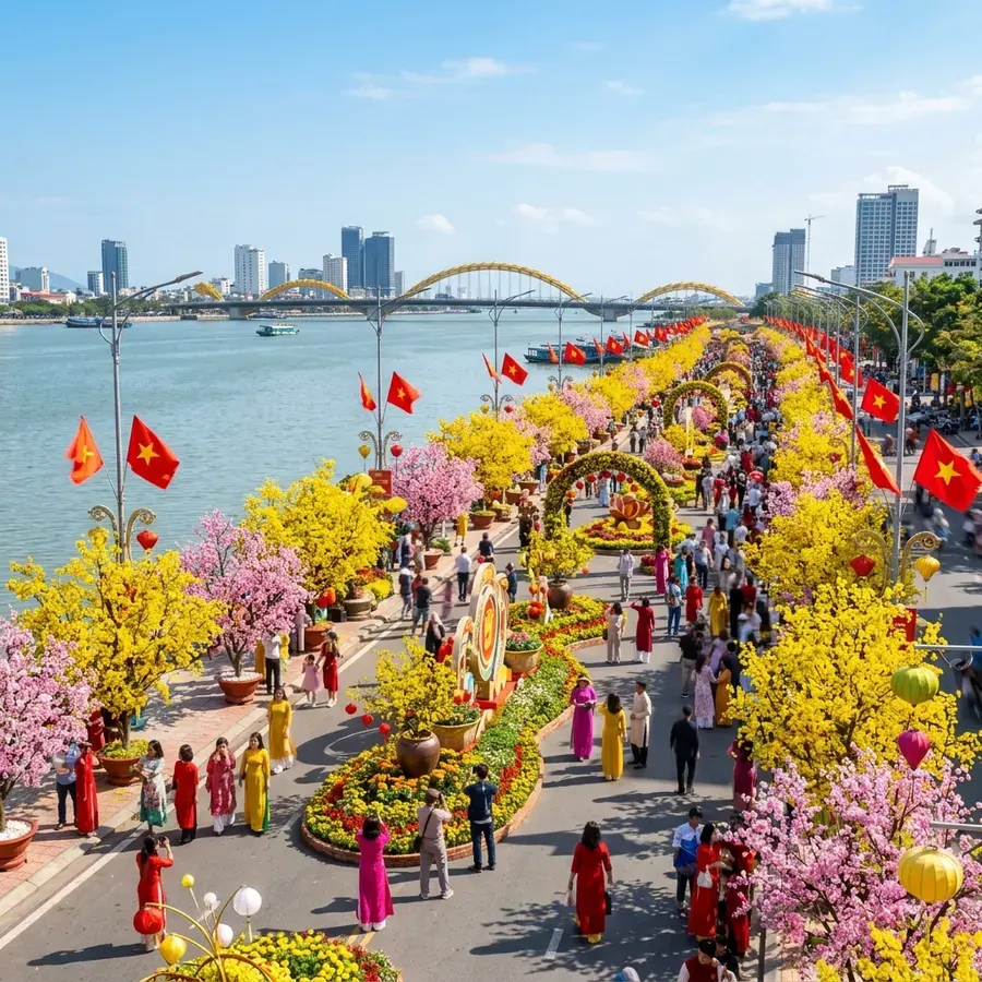 Đường hoa Tết rực rỡ tại Đà Nẵng