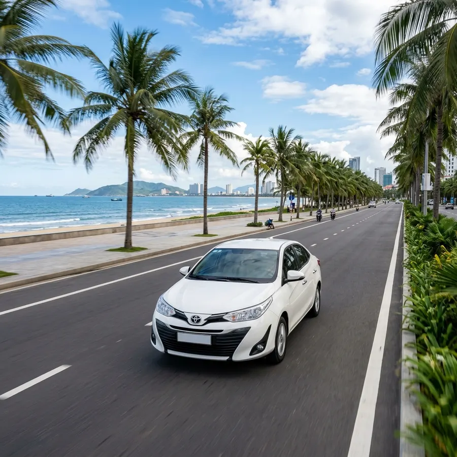 Toyota Vios sedan trên đường biển Đà Nẵng