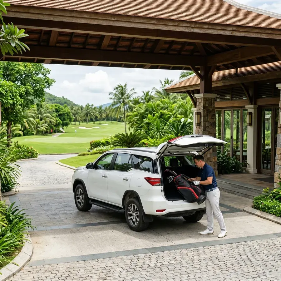 Xe SUV đón tại cổng sân golf