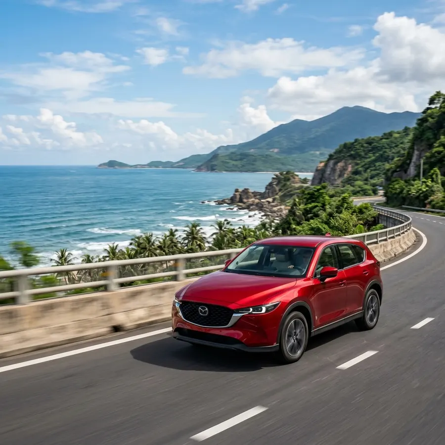 Xe SUV 5 chỗ Mazda CX5 lướt êm ái trên đường ven biển Đà Nẵng